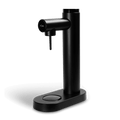 Front view of a black soda maker or sparkling water maker